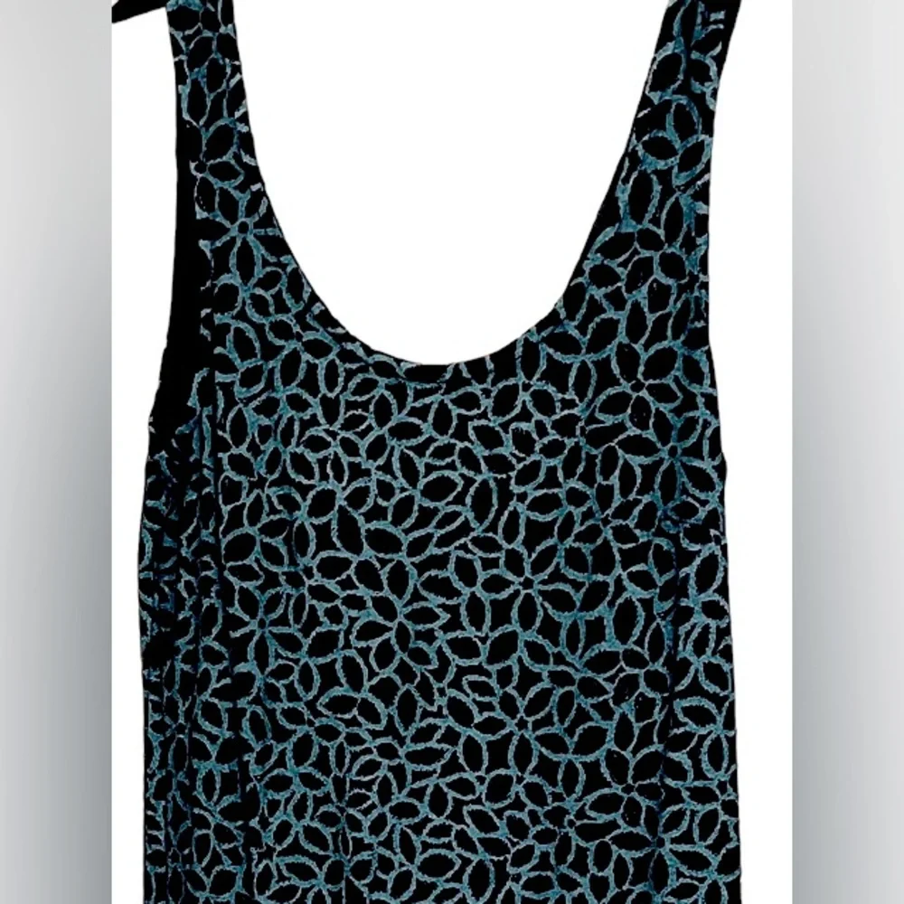 Fresh Produce Black & Gray/blue Sleeveless Dress Asymmetrical Hem Size small